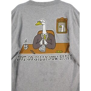 A-Lab Mens Medium Gray Not So Silly Now Huh Goose Long Sleeve Graphic T-Shirt